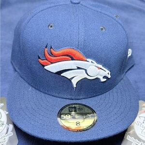 New Era Denver Broncos Official NFL Navy Blue 59Fifty Fitted Hat Sz8 Ships Today